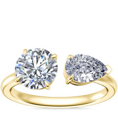 NEW Two Stone Engagement Ring with East-West Pear Shaped Diamond in 18k Yellow Gold (1/2 ct. tw.)
